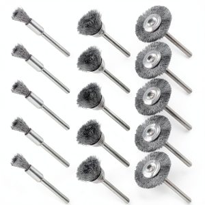 Stainless Steel Wire Brushes 15pcs EASYIKI 3 Shapes 1/8" Mandrel-0