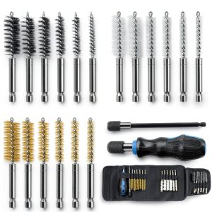 MAXAMN Wire Brush 18-Pack Drill Set Stainless Brass Nylon Bristles-0