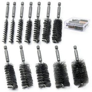 Wire Bore Brush ASNOMY 12Pcs Steel Set 5/16"-1-3/16" Hex Shank-0